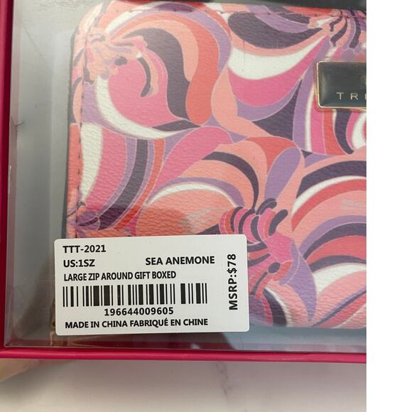 Trina Turk Sea Anemone Large Zip Around Wallet‎ Boxed Pink Purple Floral NWT - Picture 7 of 7